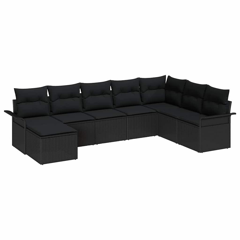 Conjunto de Sofá de Jardim 8 pcs Preto Rattan Sintético