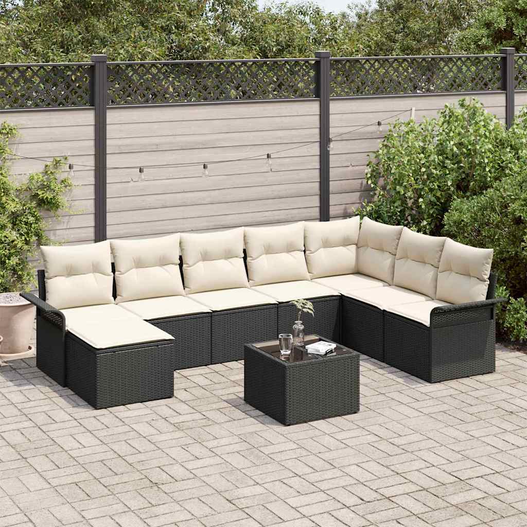 Conjunto de Sofá de Jardim 9 pcs Castanho Rattan Sintético