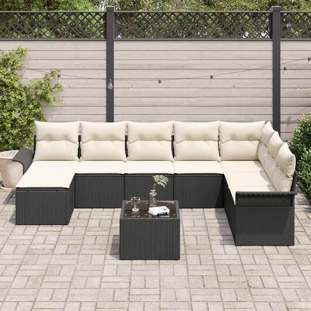 Conjunto de Sofá de Jardim 9 pcs Castanho Rattan Sintético