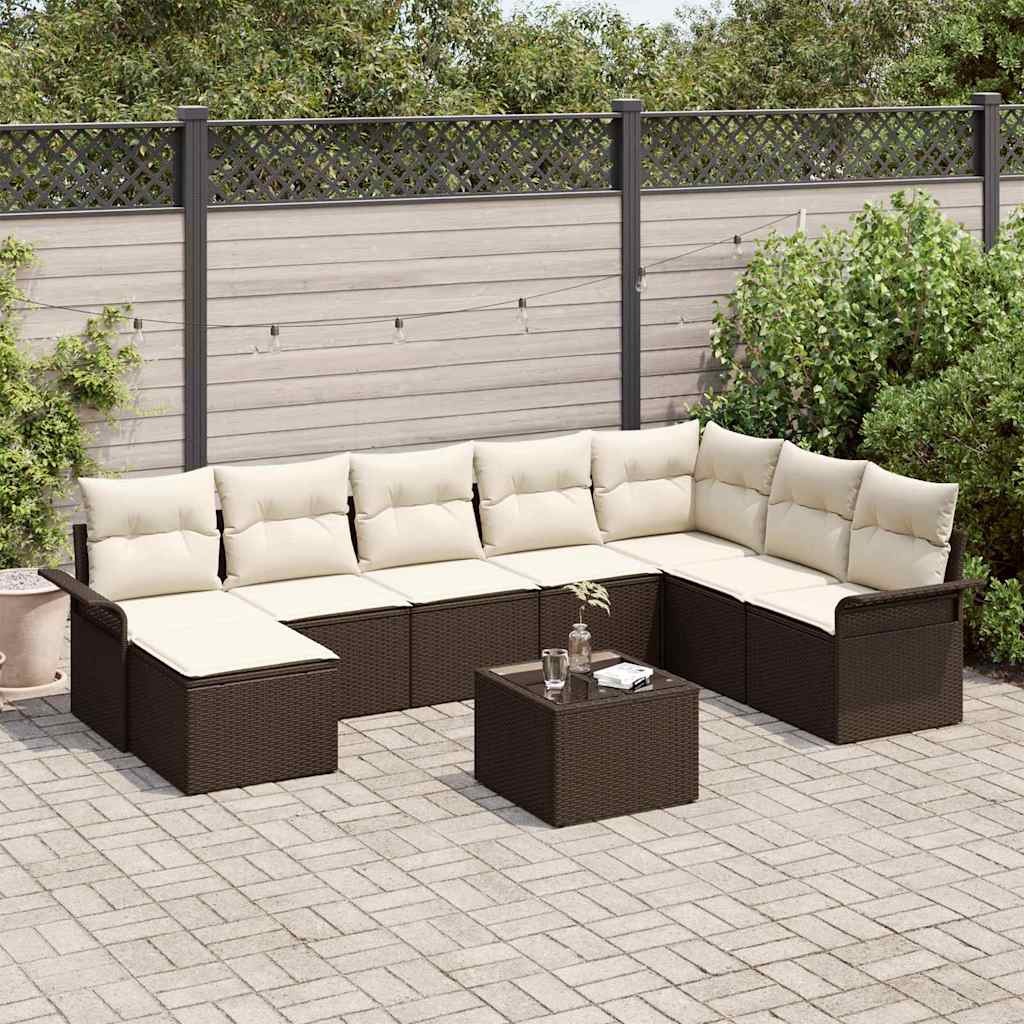 Conjunto de Sofá de Jardim 9 pcs Cinzeto Rattan Sintético