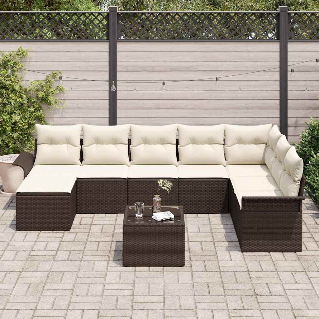 Conjunto de Sofá de Jardim 9 pcs Cinzeto Rattan Sintético