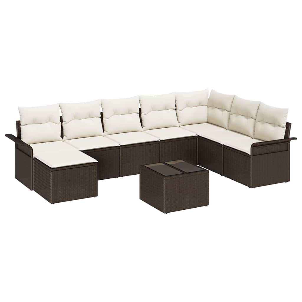 Conjunto de Sofá de Jardim 9 pcs Cinzeto Rattan Sintético