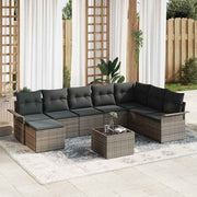Conjunto de Sofá de Jardim 9 pcs Preto Rattan Sintético