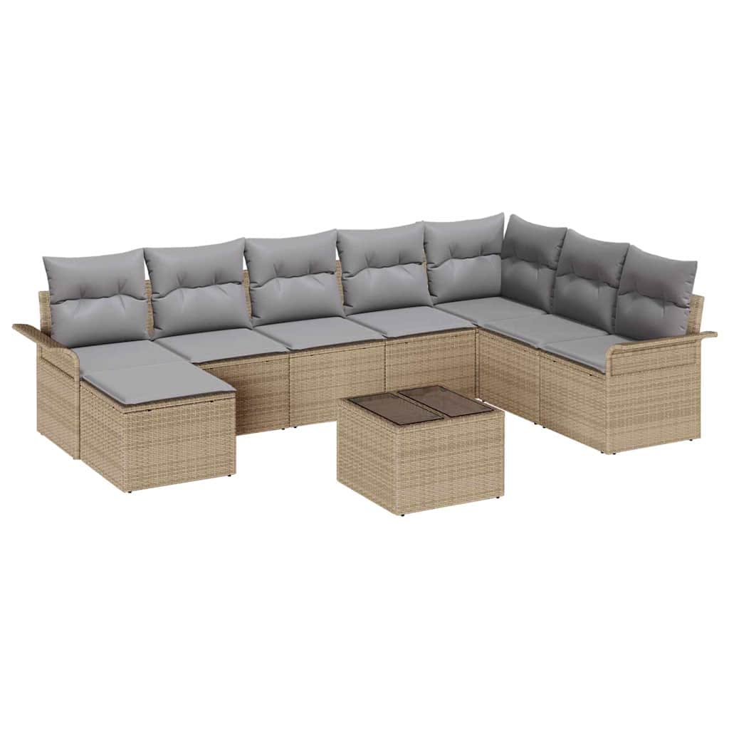 Conjunto de Sofá de Jardim 9 pcs Preto Rattan Sintético