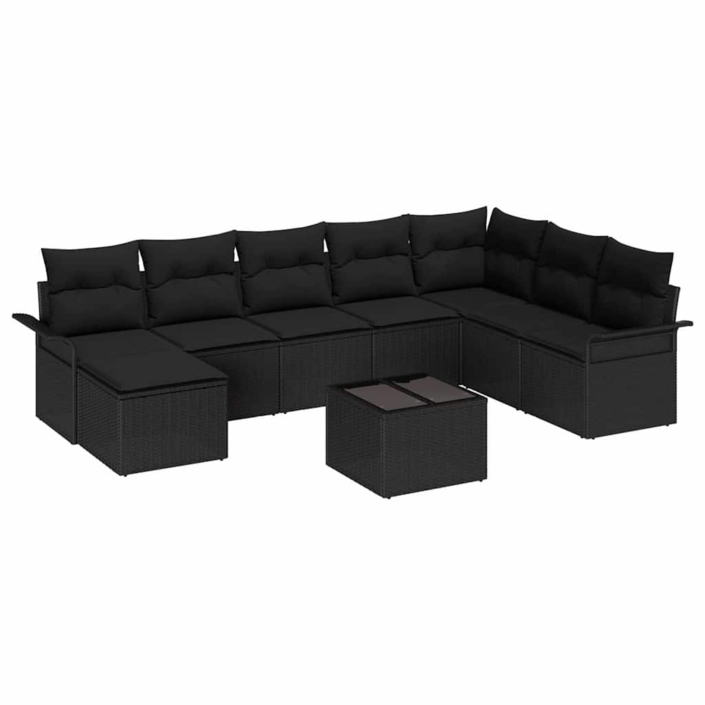 Conjunto de Sofá de Jardim 9 pcs Bege Rattan Sintético