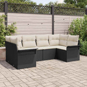 Conjunto de Sofá de Jardim 6 pcs Preto Rattan Sintético