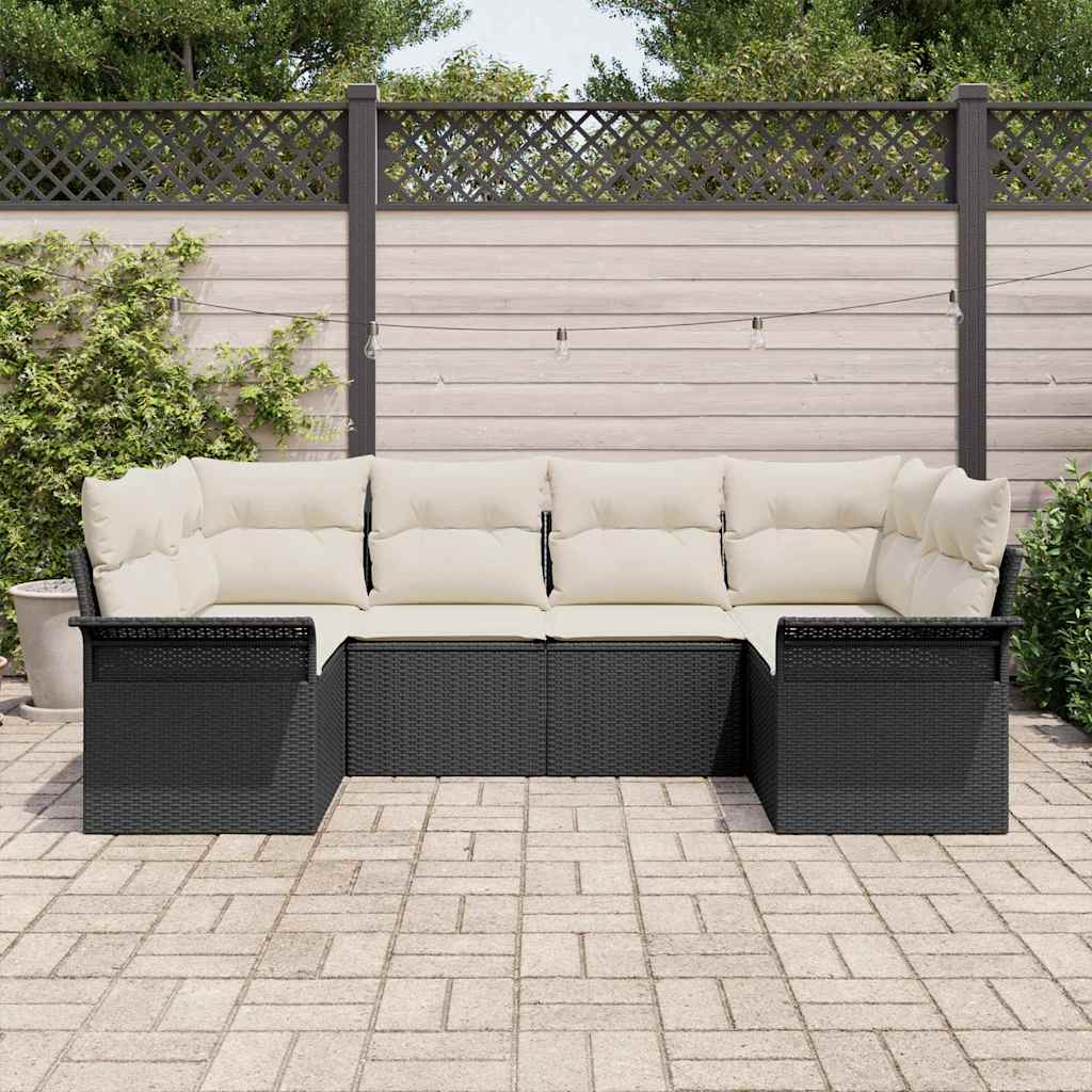 Conjunto de Sofá de Jardim 6 pcs Preto Rattan Sintético