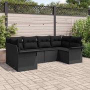 Conjunto de Sofá de Jardim 6 pcs Preto Rattan Sintético