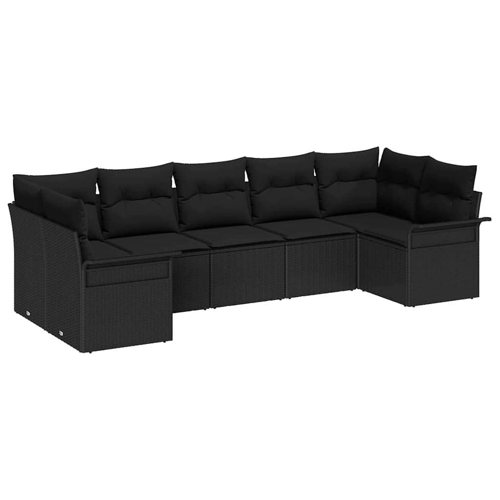 Conjunto de Sofá de Jardim 7 pcs Preto Rattan Sintético
