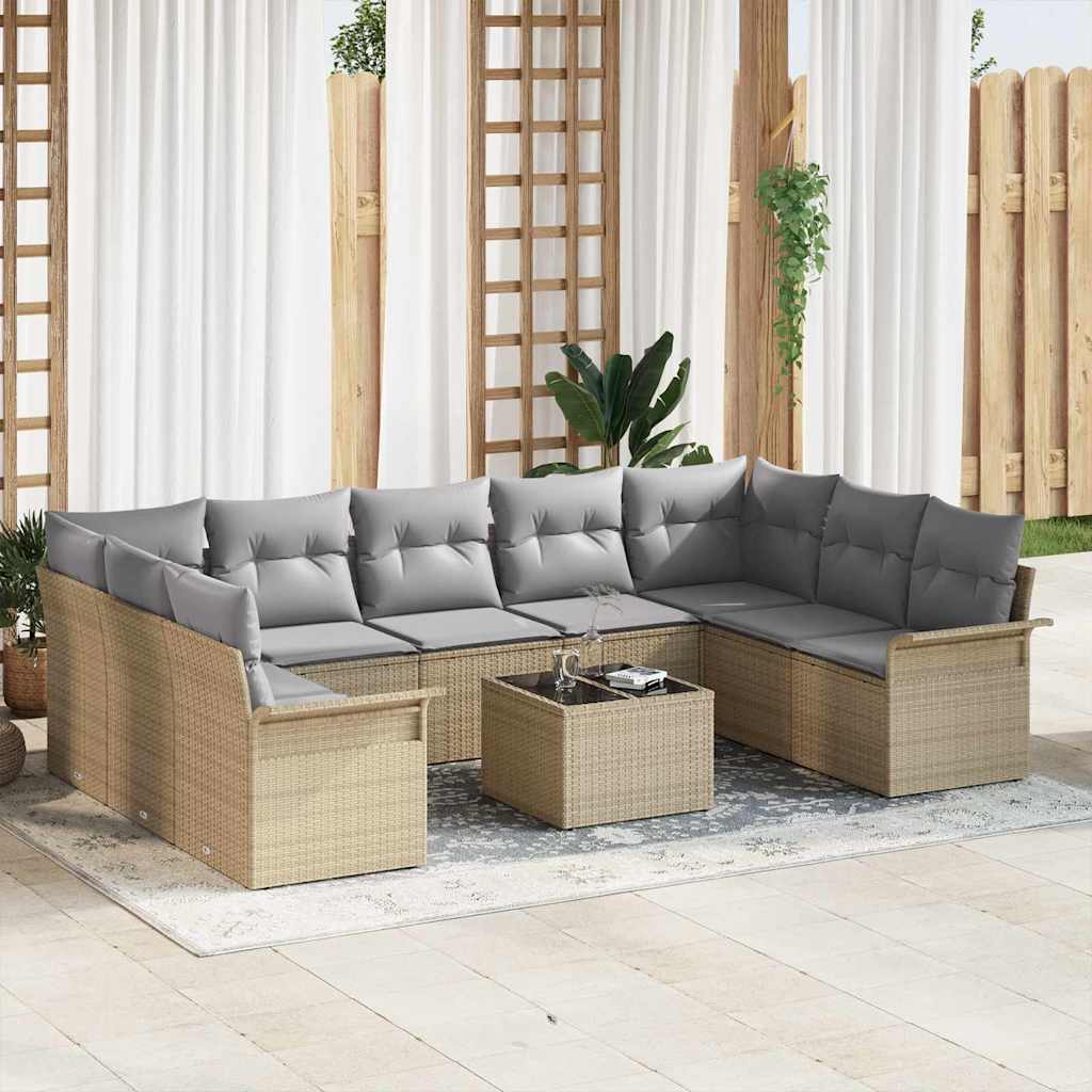 Conjunto de Sofá de Jardim 10 pcs Preto vime PE