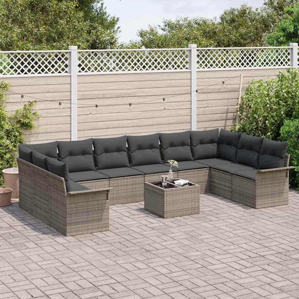 Conjunto de Sofá de Jardim 11 pcs Preto vime PE