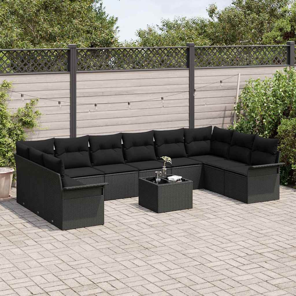 Conjunto de Sofá de Jardim 11 pcs Bege Rattan Sintético