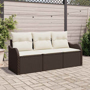 Conjunto de Sofá de Jardim 3 pcs Castanho Rattan Sintético