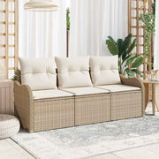 Conjunto de Sofá de Jardim 3 pcs Bege Rattan Sintético