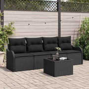 Conjunto de Sofá de Jardim com travesseiro 5 pcs Preto vime PE