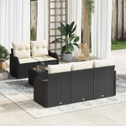 Conjunto de Sofá de Jardim com almofada 6 pcs Preto e Creme