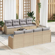 Conjunto de Sofá de Jardim com almofada 9 pcs Bege e Cinza