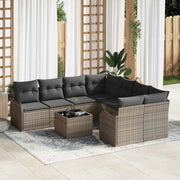 Conjunto de Sofá de Jardim com almofada 9 pcs Cinzeto