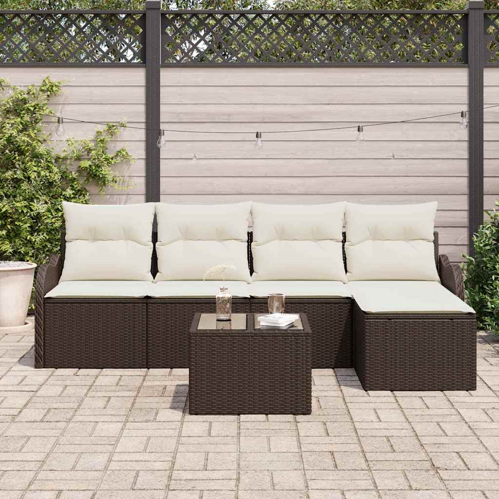 Conjunto de Sofá de Jardim 6 pcs Cinzeto vime PE