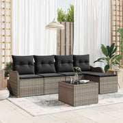 Conjunto de Sofá de Jardim 6 pcs Preto Rattan Sintético