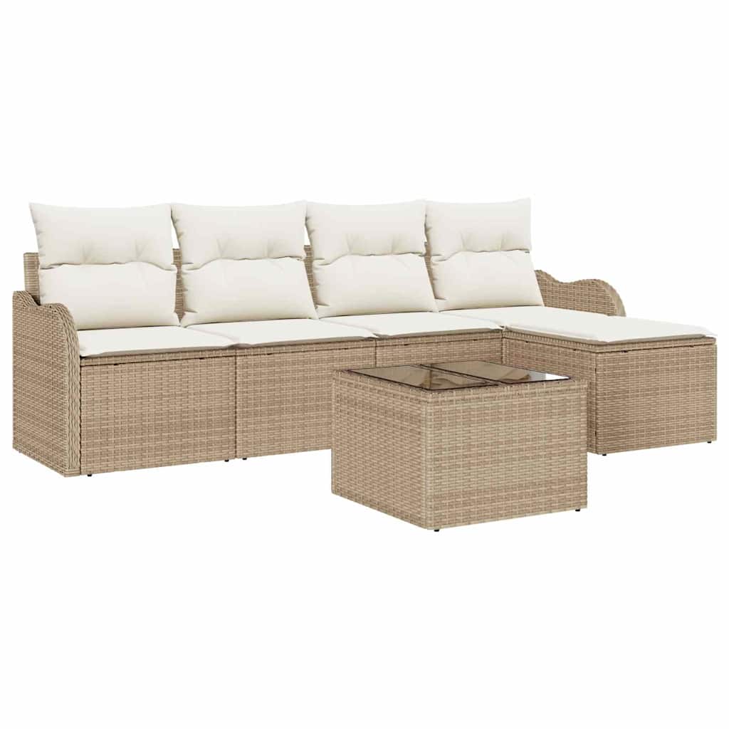 Conjunto de Sofá de Jardim 6 pcs Castanho Rattan Sintético