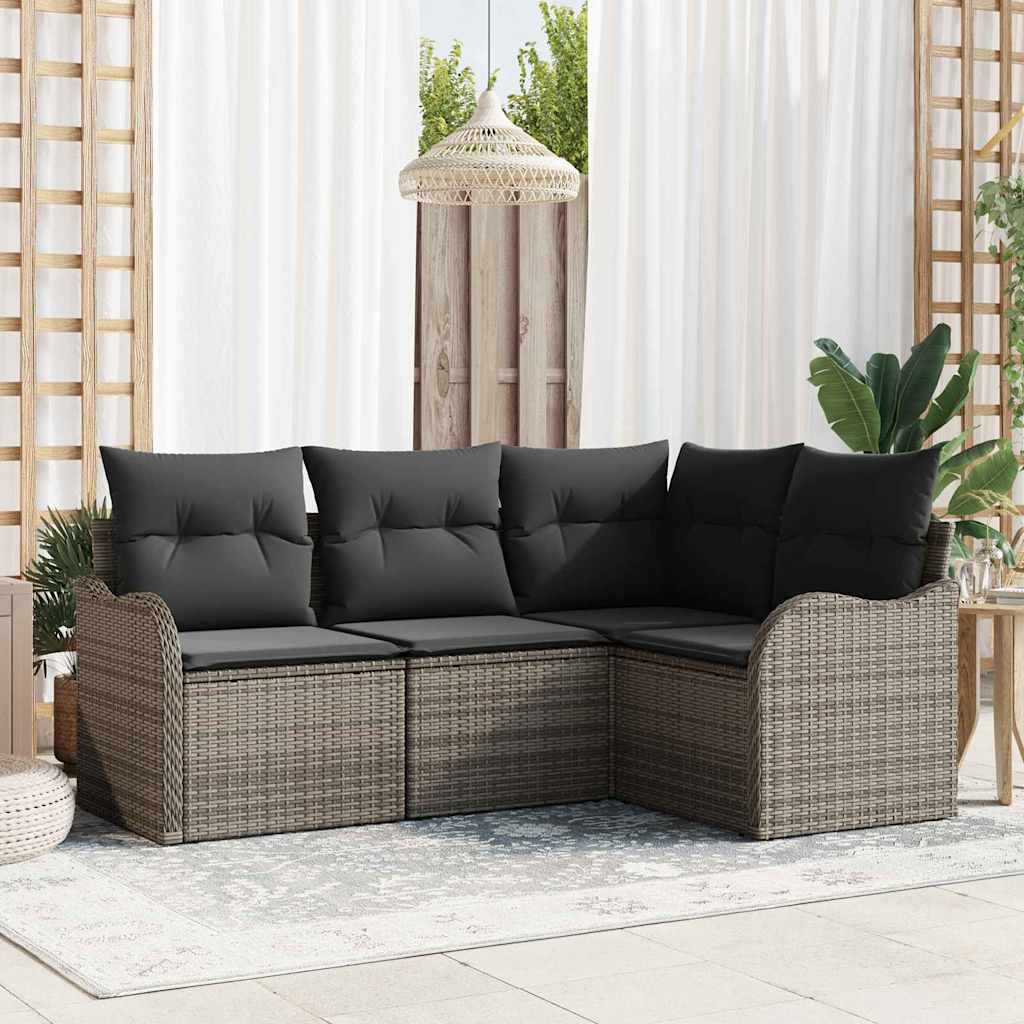 Conjunto de Sofá de Jardim 4 pcs Cinzeto vime PE