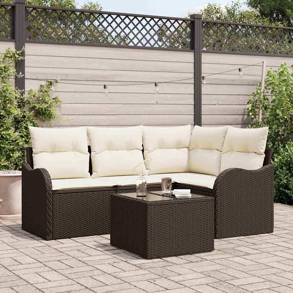 Conjunto de Sofá de Jardim 5 pcs Cinzeto vime PE