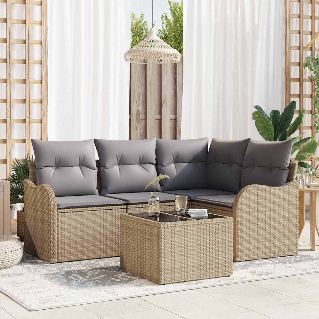 Conjunto de Sofá de Jardim 5 pcs Preto vime PE