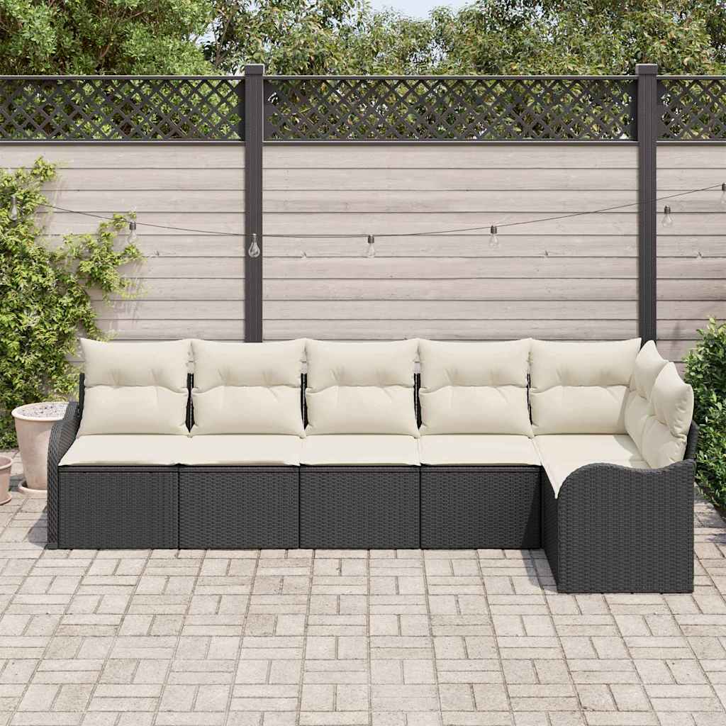 Conjunto de Sofá de Jardim 6 pcs Preto Rattan Sintético