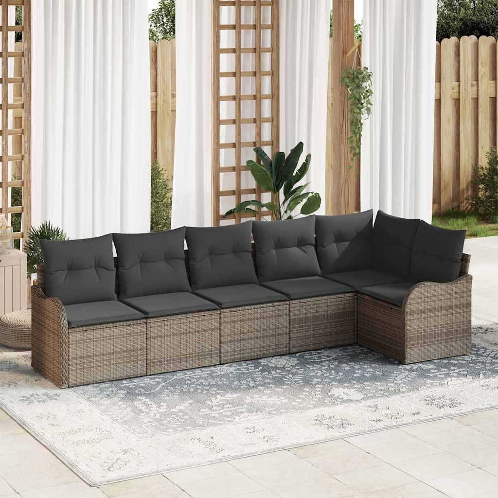 Conjunto de Sofá de Jardim 6 pcs Cinzeto vime PE