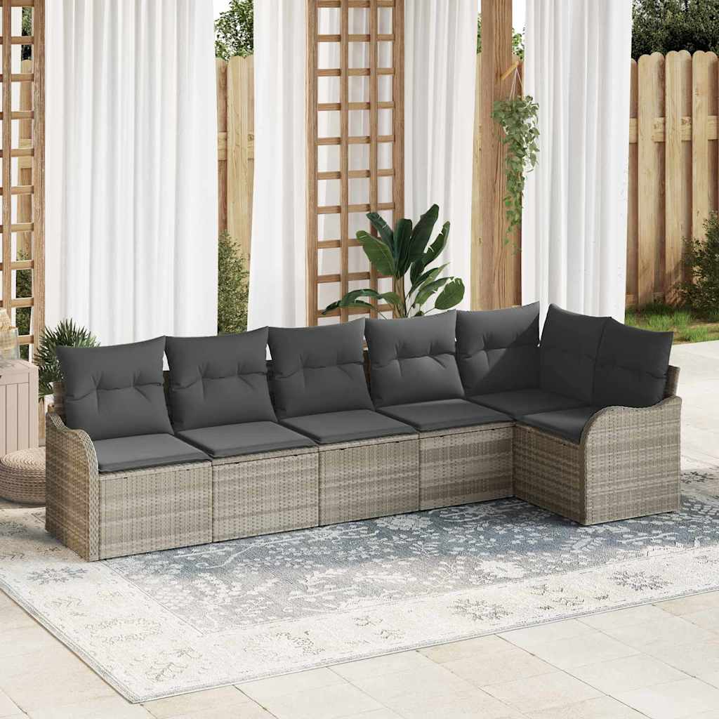 Conjunto de Sofá de Jardim com almofada 6 pcs Cinzento-claro