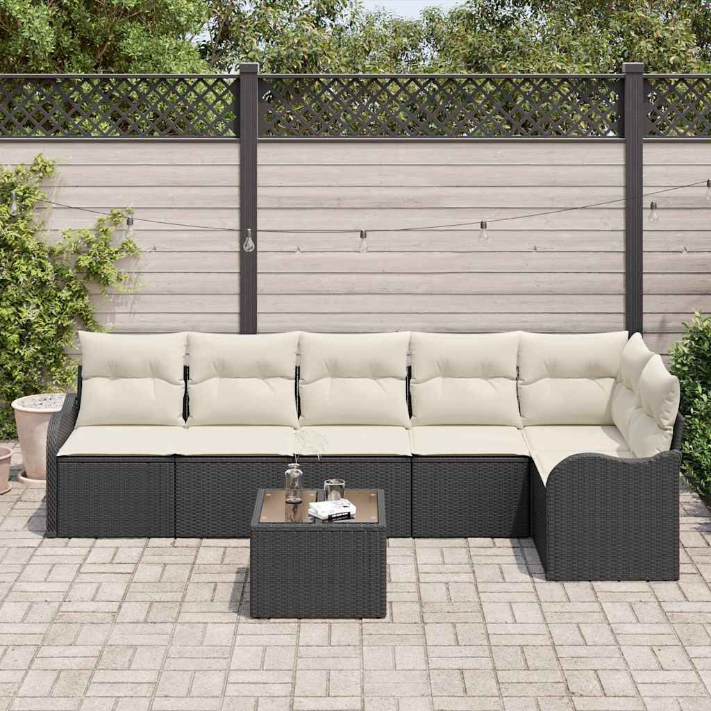 Conjunto de Sofá de Jardim 7 pcs Castanho Rattan Sintético