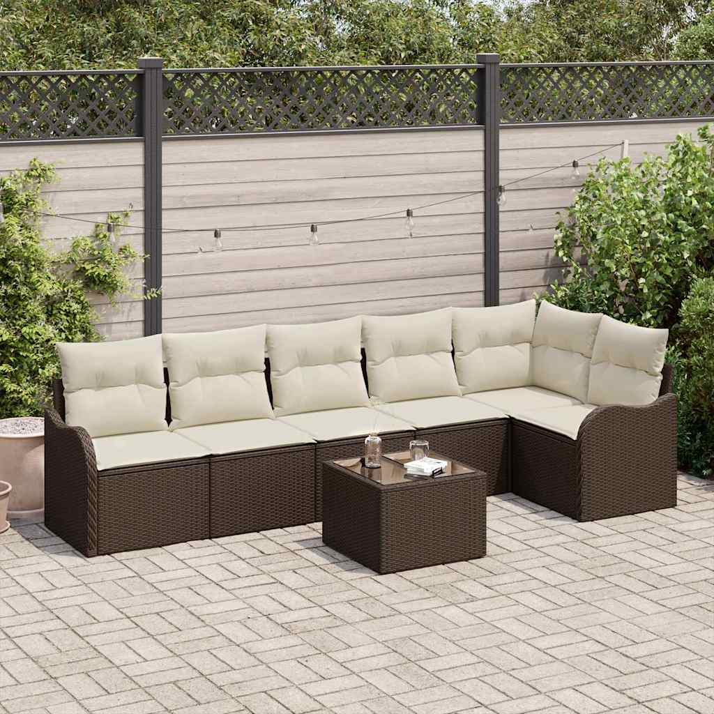 Conjunto de Sofá de Jardim 7 pcs Cinzeto Rattan Sintético