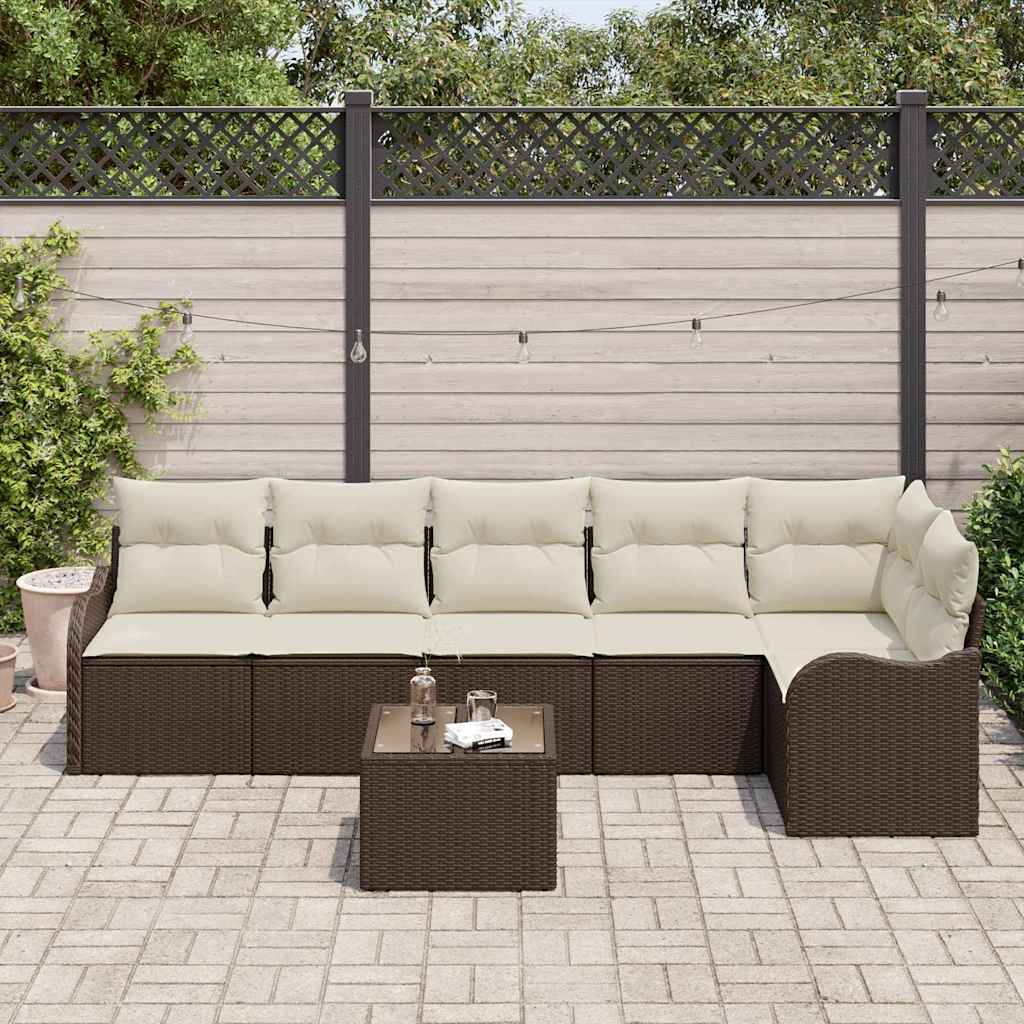 Conjunto de Sofá de Jardim 7 pcs Cinzeto Rattan Sintético