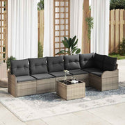 Conjunto de Sofá de Jardim 7 pcs Preto Rattan Sintético