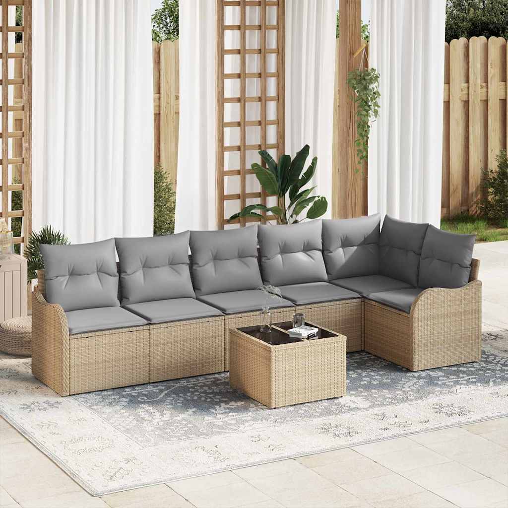 Conjunto de Sofá de Jardim 7 pcs Preto Rattan Sintético