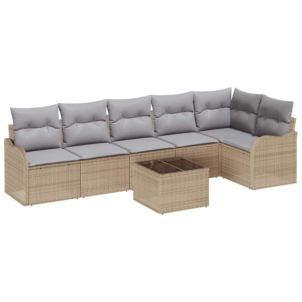 Conjunto de Sofá de Jardim 7 pcs Preto Rattan Sintético