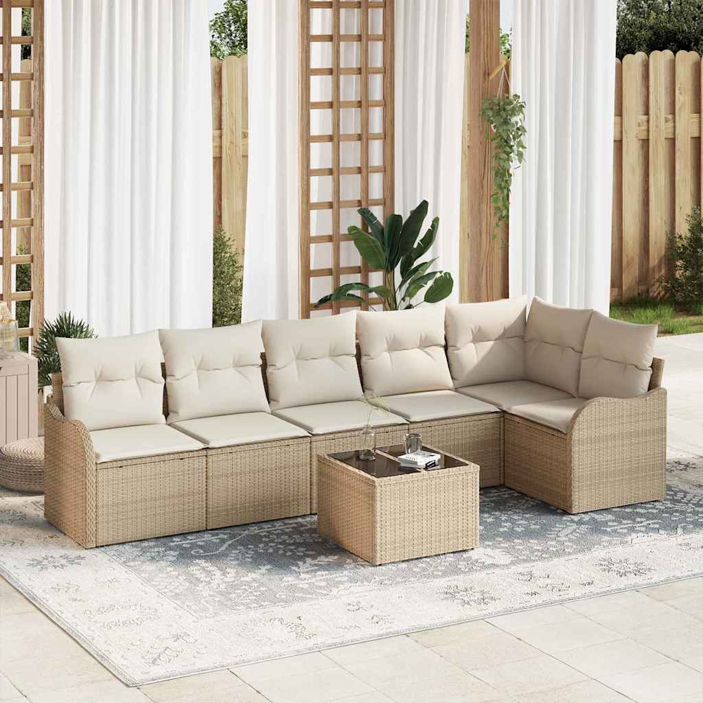 Conjunto de Sofá de Jardim 7 pcs Castanho Rattan Sintético