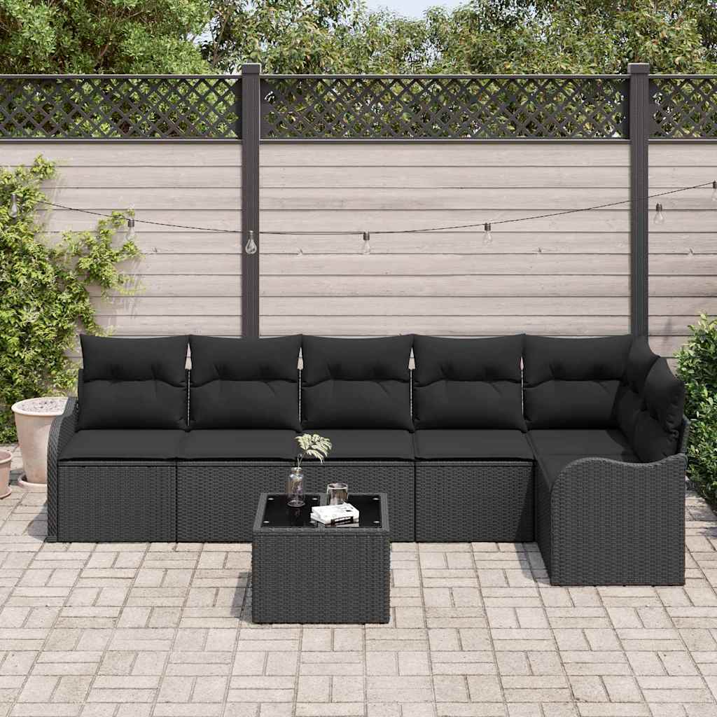 Conjunto de Sofá de Jardim 7 pcs Bege Rattan Sintético