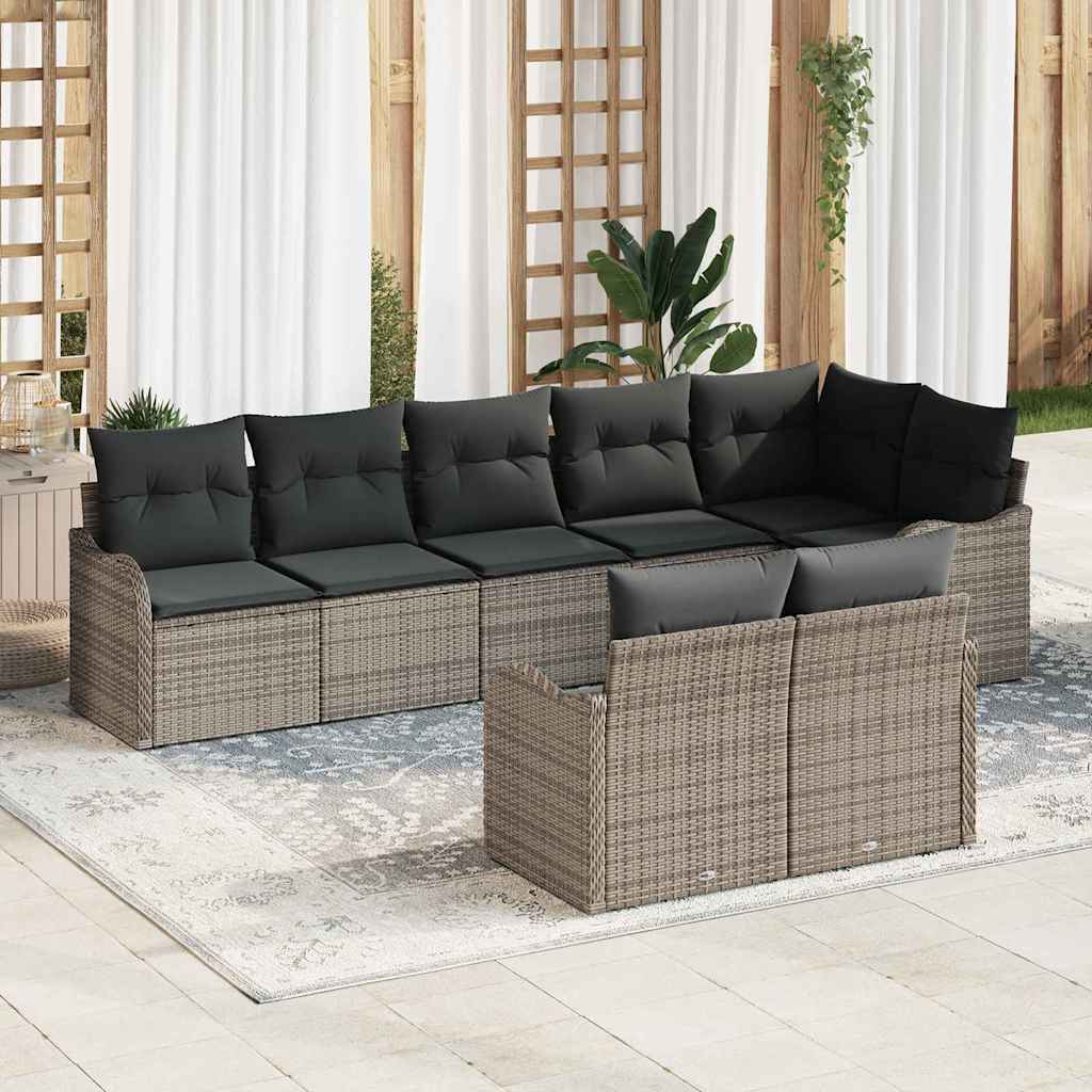 Conjunto de Sofá de Jardim 8 pcs Cinzeto Rattan Sintético