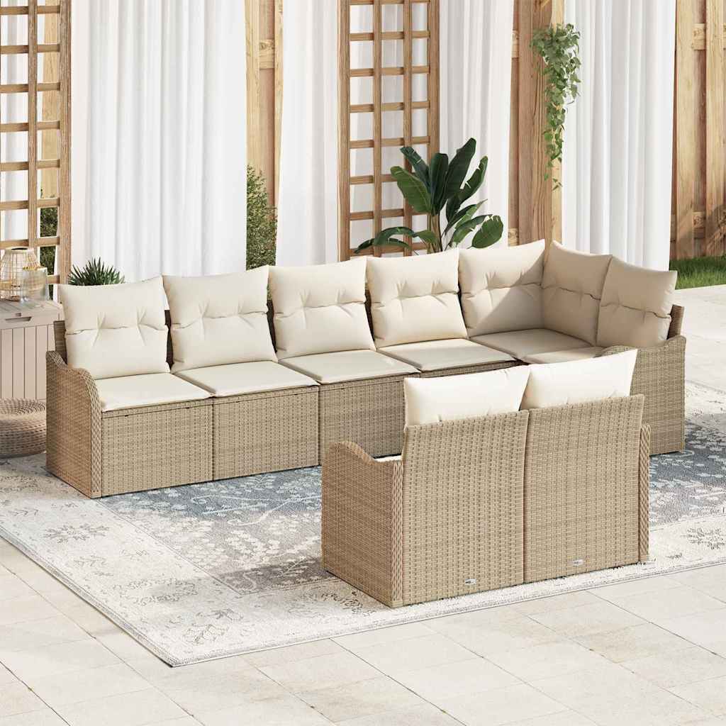 Conjunto de Sofá de Jardim 8 pcs bege e branco Rattan Sintético