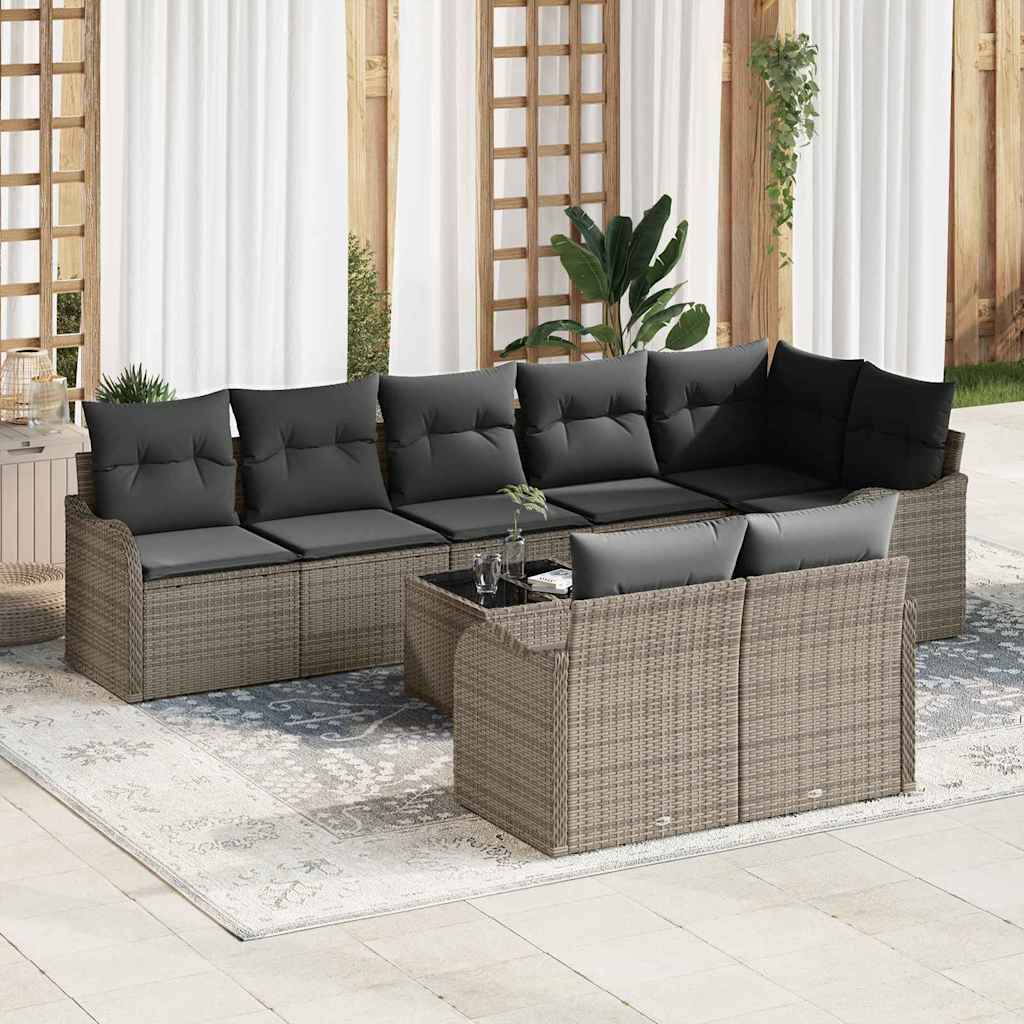 Conjunto de Sofá de Jardim 9 pcs Cinzeto Rattan Sintético