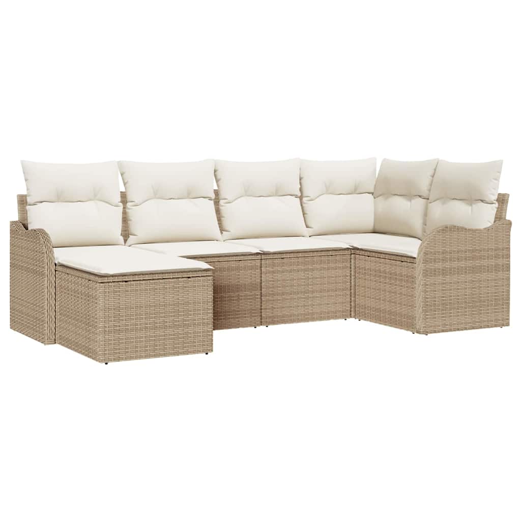 Conjunto de Sofá de Jardim 6 pcs bege e branco Rattan Sintético