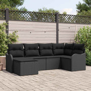 Conjunto de Sofá de Jardim 6 pcs Preto Rattan Sintético