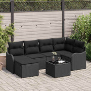 Conjunto de Sofá de Jardim 7 pcs Preto Rattan Sintético