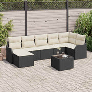 Conjunto de Sofá de Jardim com almofada 8 pcs Preto e branco