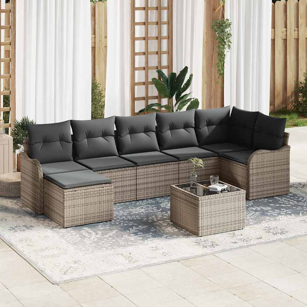 Conjunto de Sofá de Jardim 8 pcs Cinzeto Rattan Sintético