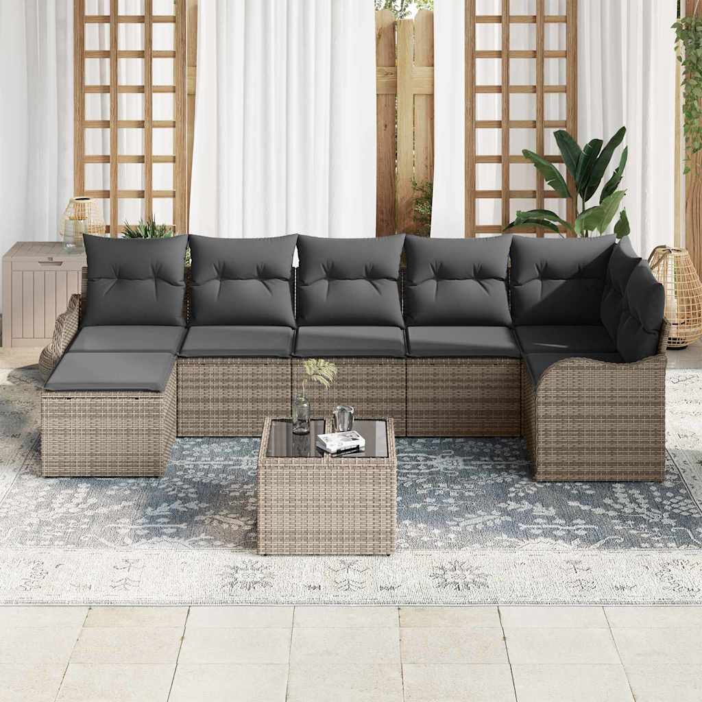 Conjunto de Sofá de Jardim 8 pcs Cinzeto Rattan Sintético