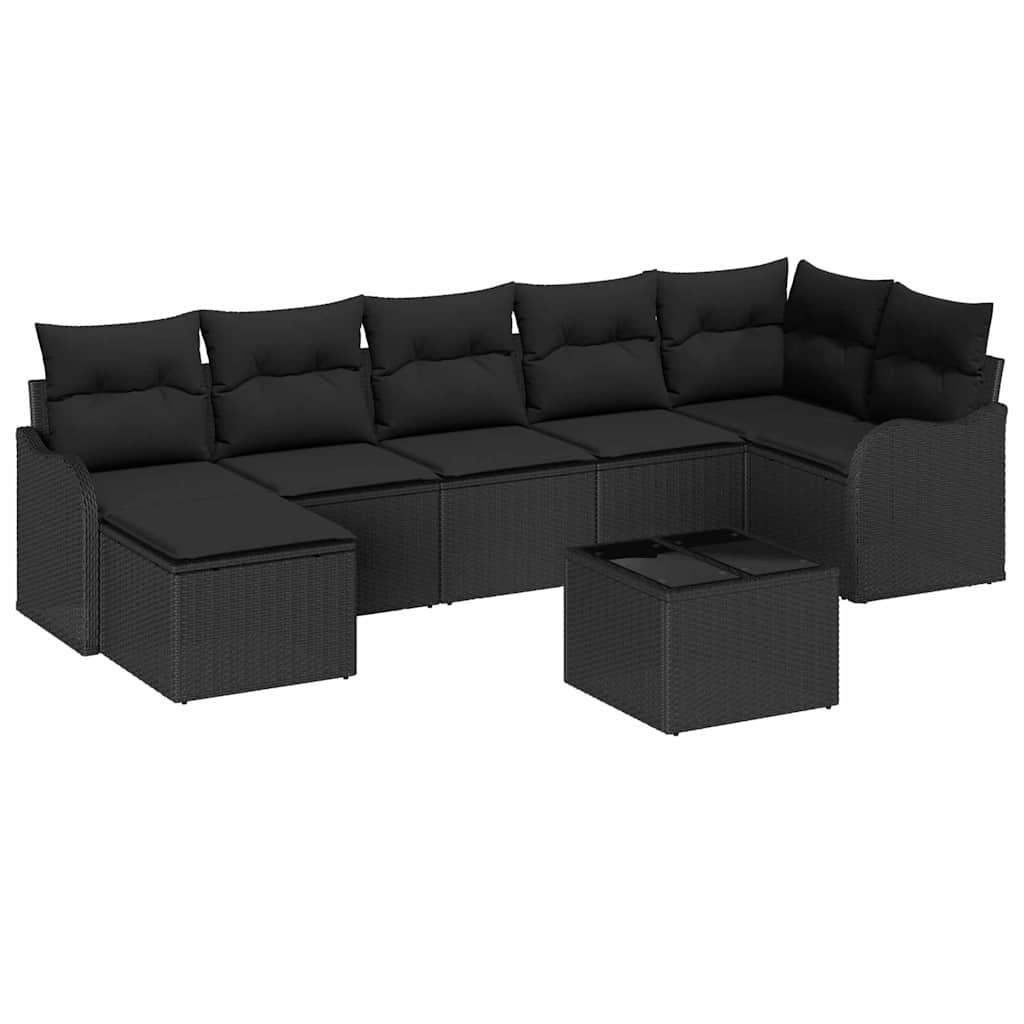Conjunto de Sofá de Jardim 8 pcs Preto Rattan Sintético