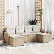 Conjunto de Sofá de Jardim 6 pcs bege e branco Rattan Sintético